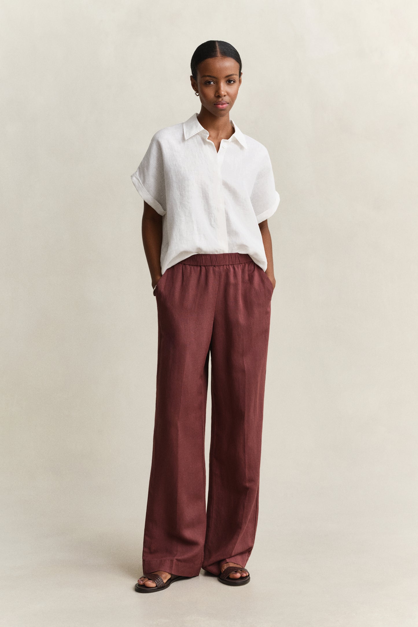 Linen Cap Sleeve Shirt