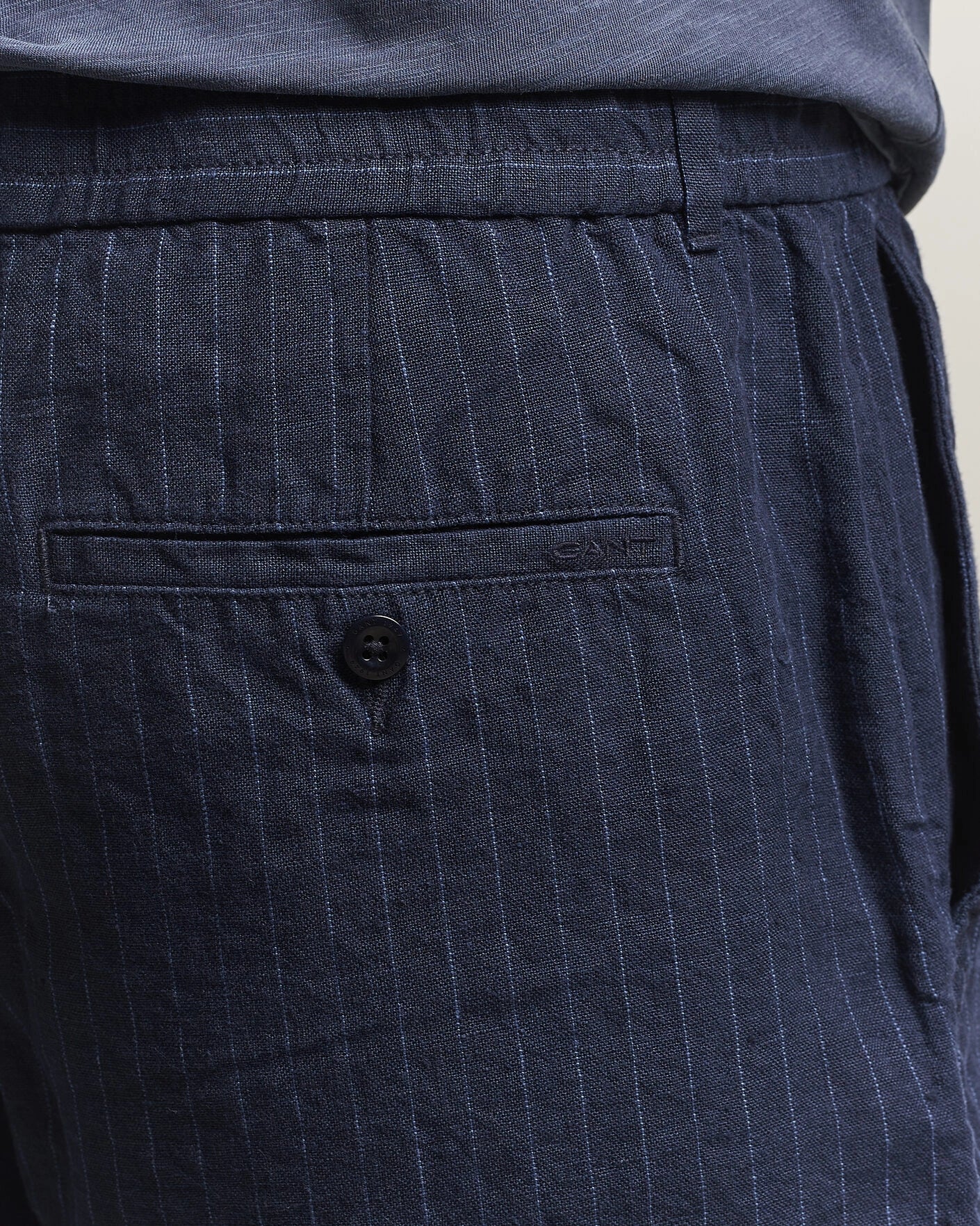 Regular Fit Striped Linen Drawstring Shorts