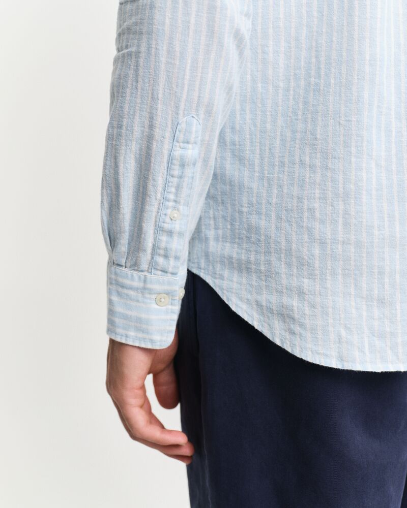 REG COTTON LINEN STRIPE SHIRT Blue / S