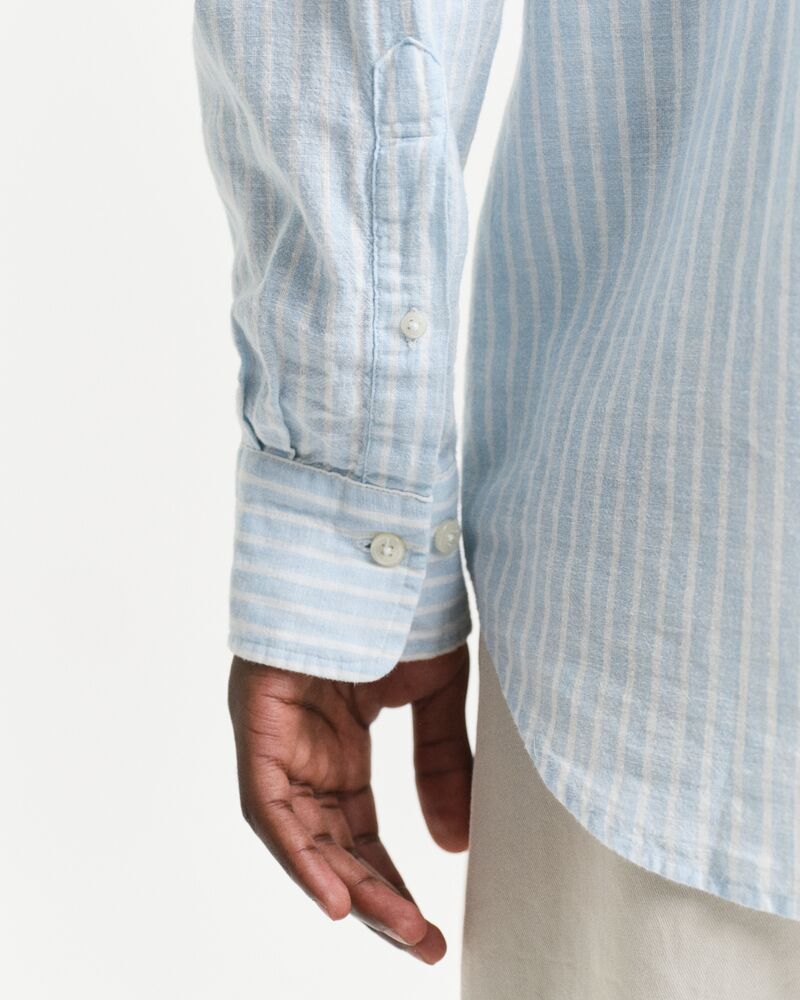 REG COTTON LINEN STRIPE SHIRT Blue / S