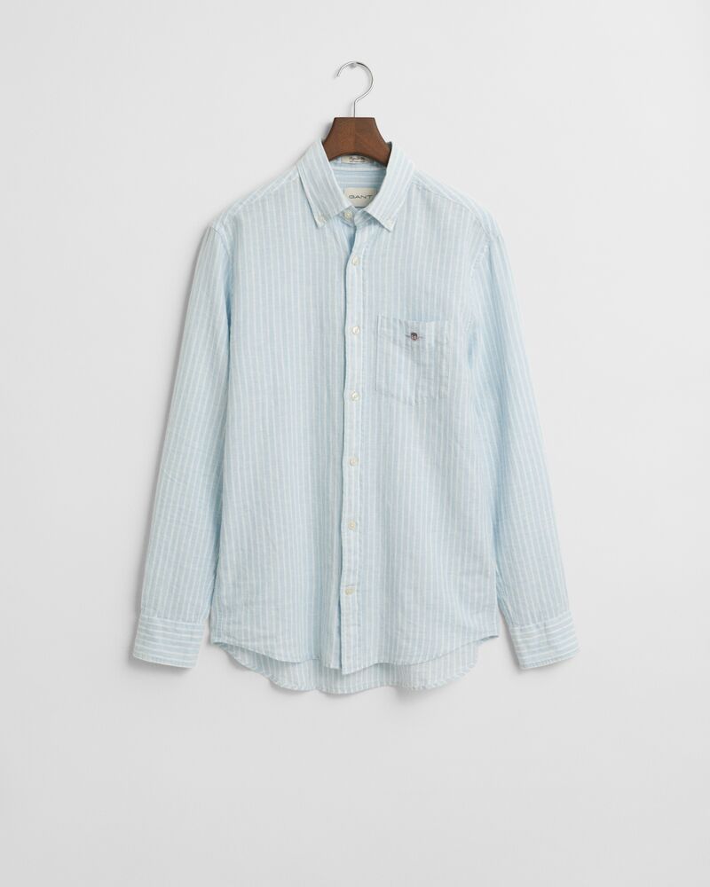 REG COTTON LINEN STRIPE SHIRT Blue / S