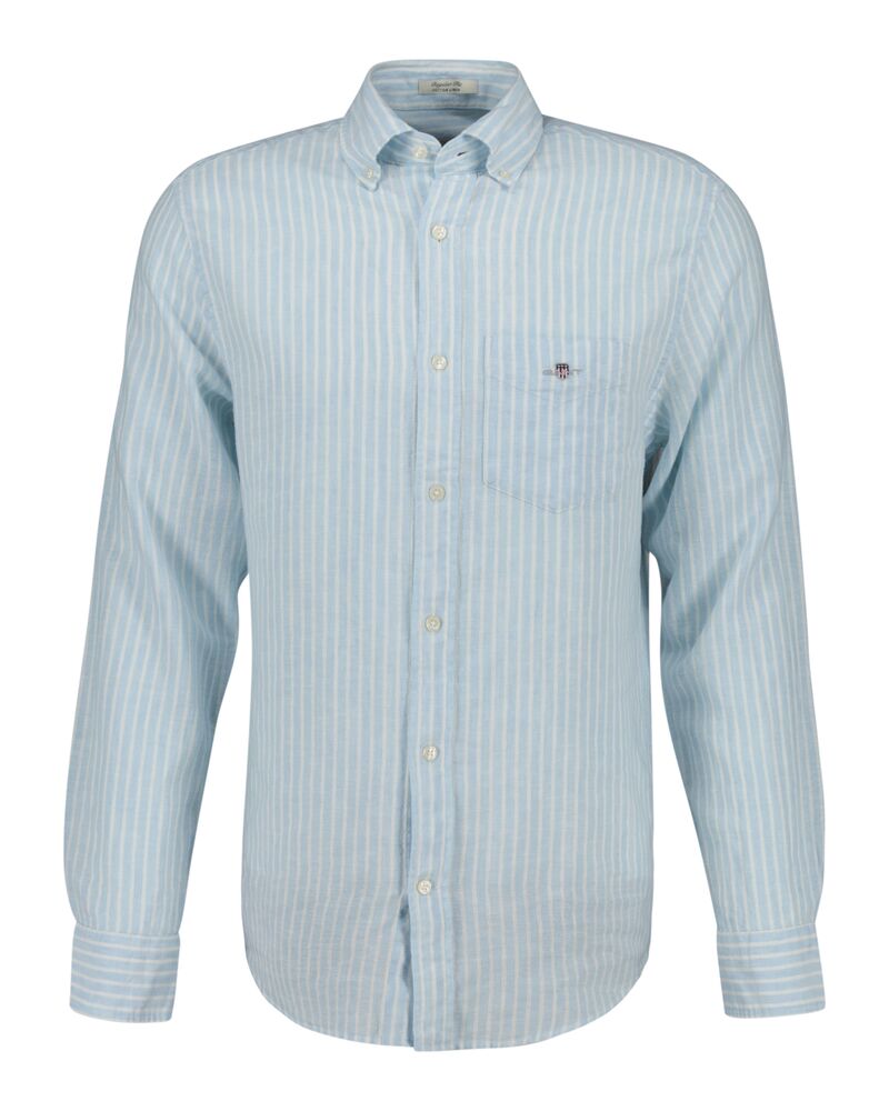 REG COTTON LINEN STRIPE SHIRT Blue / S