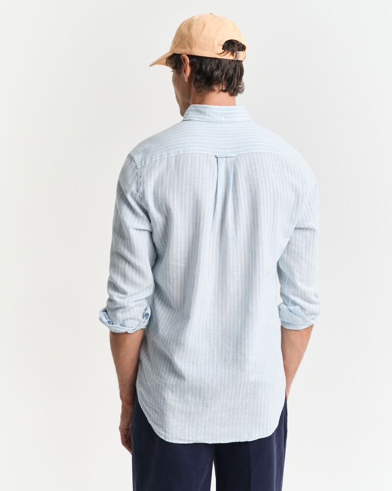 REG COTTON LINEN STRIPE SHIRT Blue / S