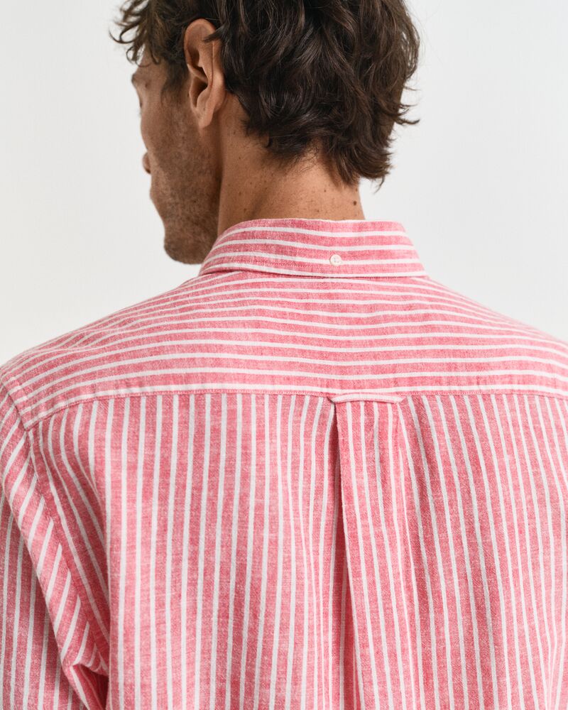 REG COTTON LINEN STRIPE SHIRT Red / S