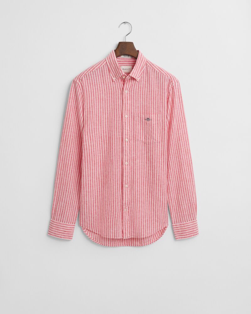 REG COTTON LINEN STRIPE SHIRT Red / S