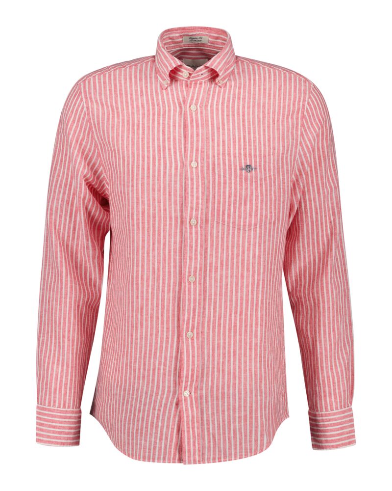 REG COTTON LINEN STRIPE SHIRT Red / S