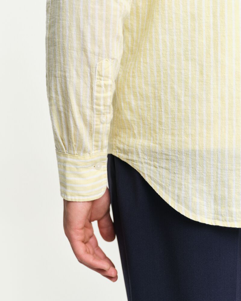 REG COTTON LINEN STRIPE SHIRT Yellow / S