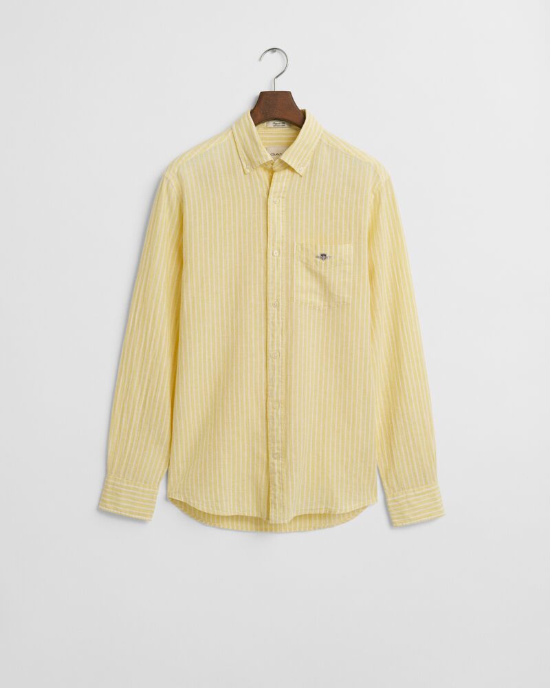 REG COTTON LINEN STRIPE SHIRT Yellow / S