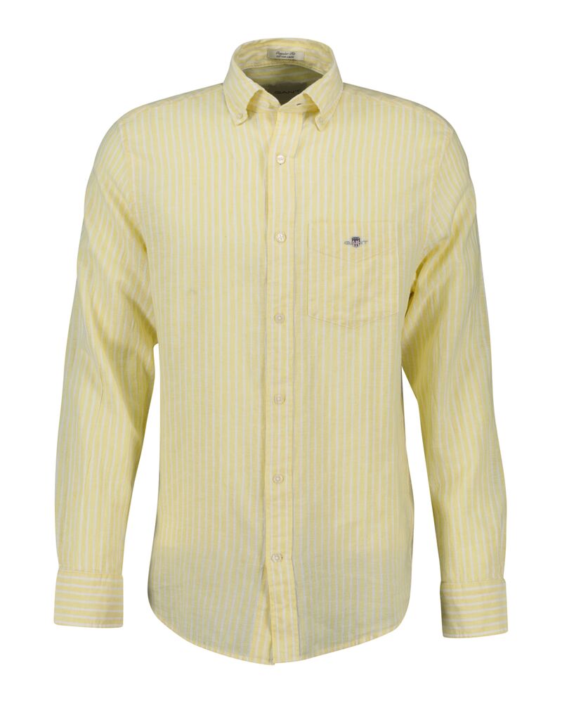 REG COTTON LINEN STRIPE SHIRT Yellow / S