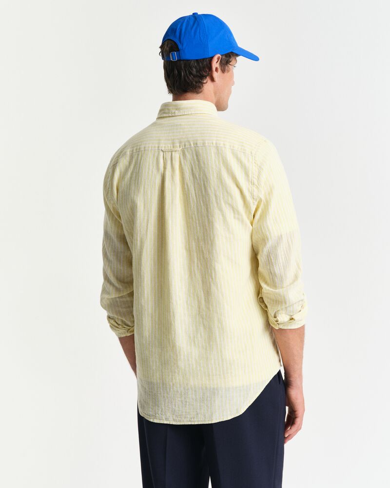 REG COTTON LINEN STRIPE SHIRT Yellow / S