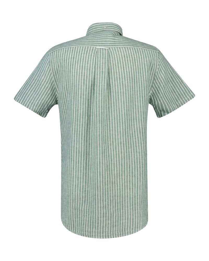 REG COTTON LINEN STRIPE SS SHIRT Green / S