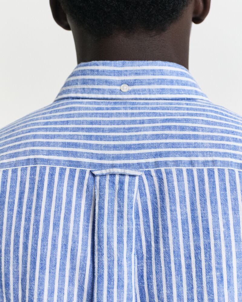 REG COTTON LINEN STRIPE SS SHIRT Blue / S