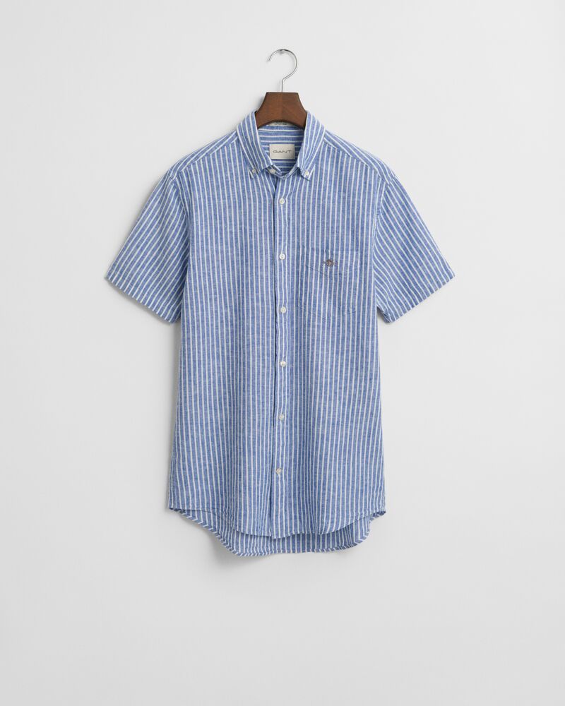 REG COTTON LINEN STRIPE SS SHIRT Blue / S