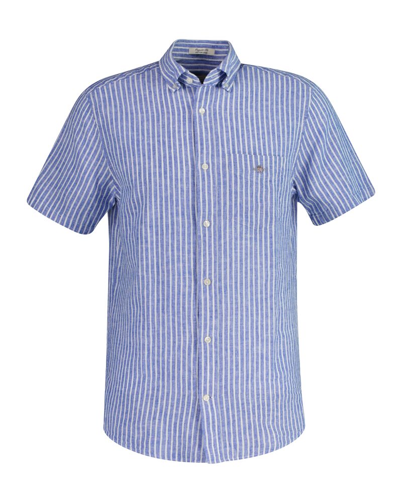 REG COTTON LINEN STRIPE SS SHIRT Blue / S