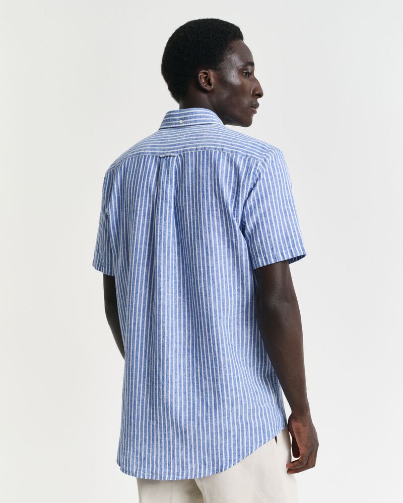 REG COTTON LINEN STRIPE SS SHIRT Blue / S