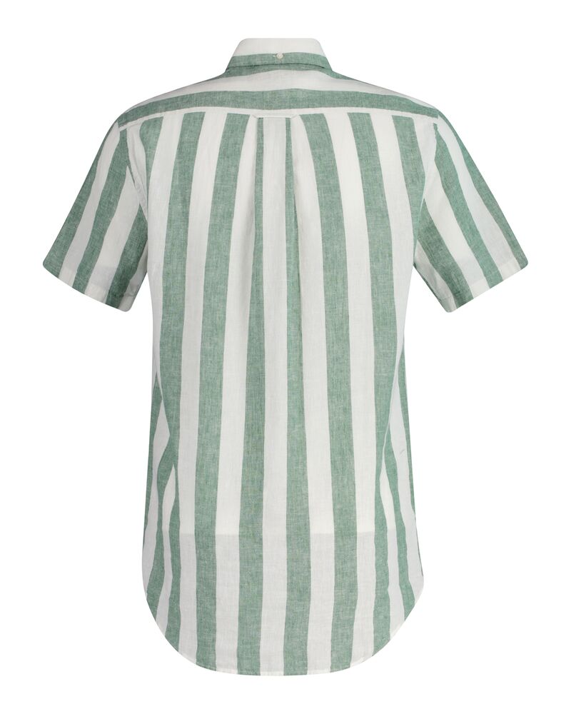 REG COTTON LINEN STRIPE SS SHIRT Green / S