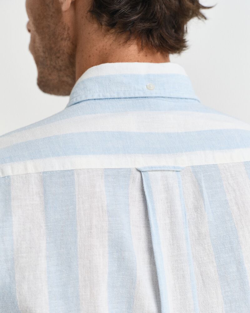 REG COTTON LINEN STRIPE SS SHIRT Blue / S