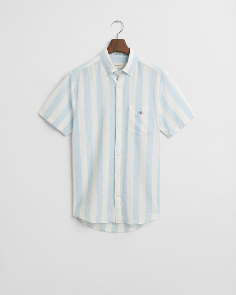 REG COTTON LINEN STRIPE SS SHIRT Blue / S