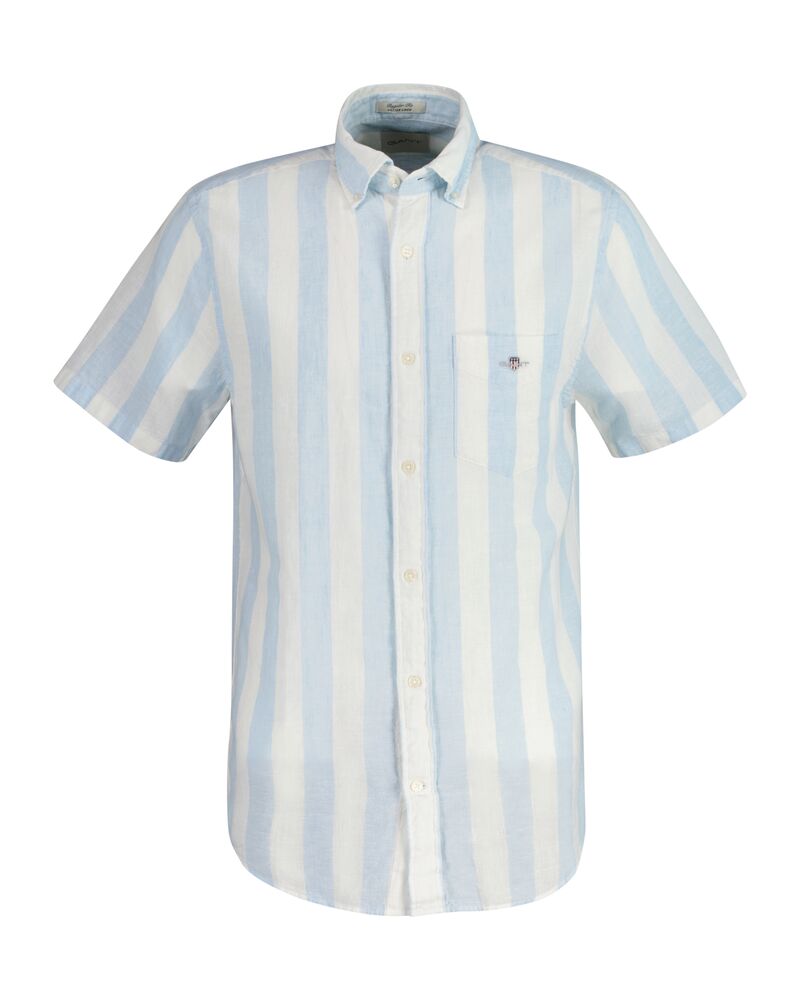 REG COTTON LINEN STRIPE SS SHIRT Blue / S