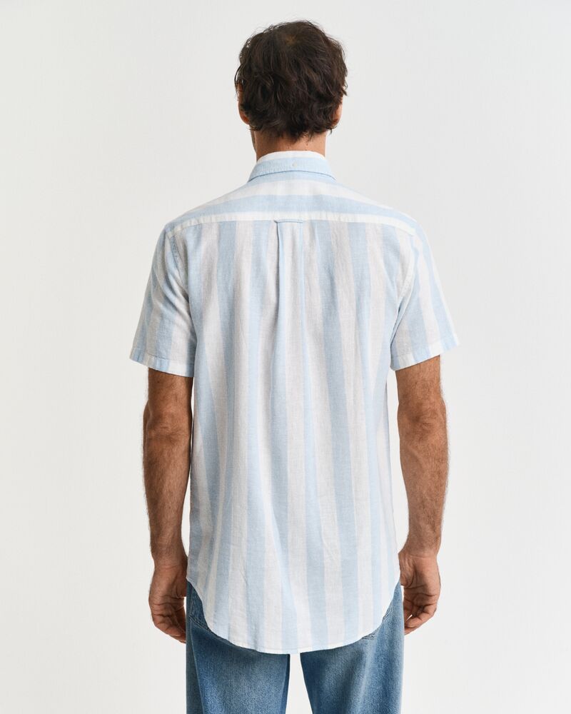 REG COTTON LINEN STRIPE SS SHIRT Blue / S