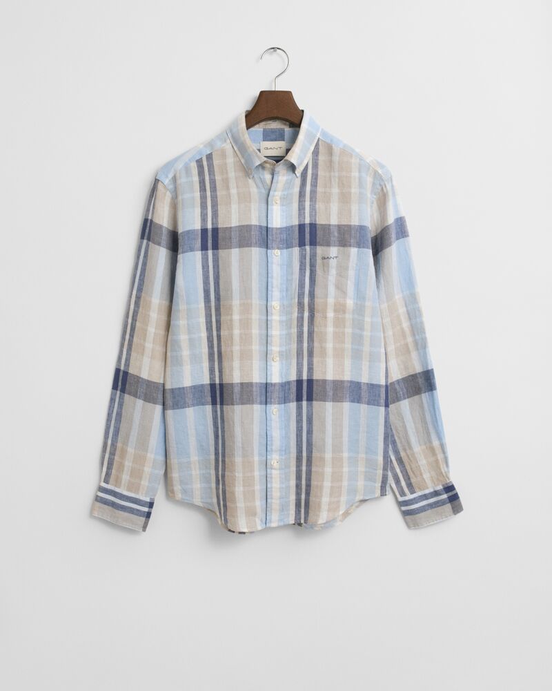 REG LINEN MADRAS SHIRT Brown / S