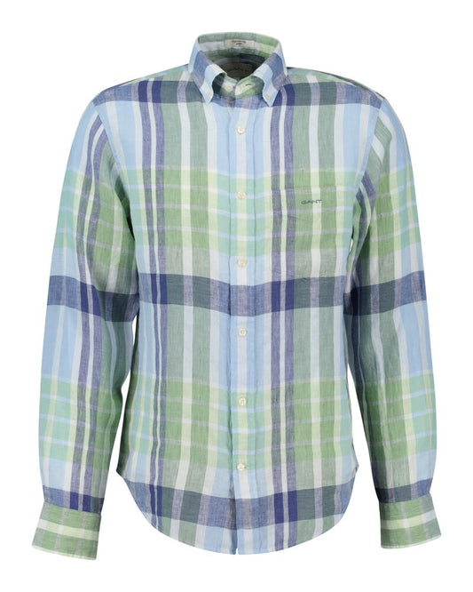 REG LINEN MADRAS SHIRT Green / S