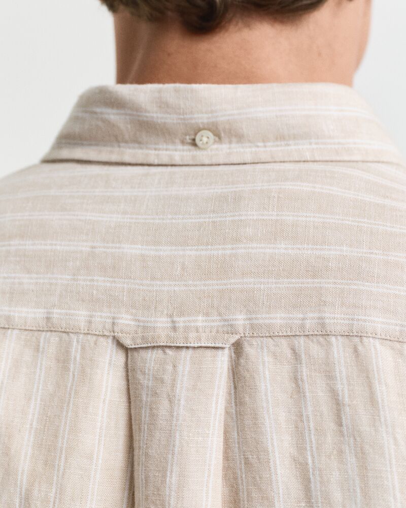 REG LINEN STRIPE SHIRT Brown / S