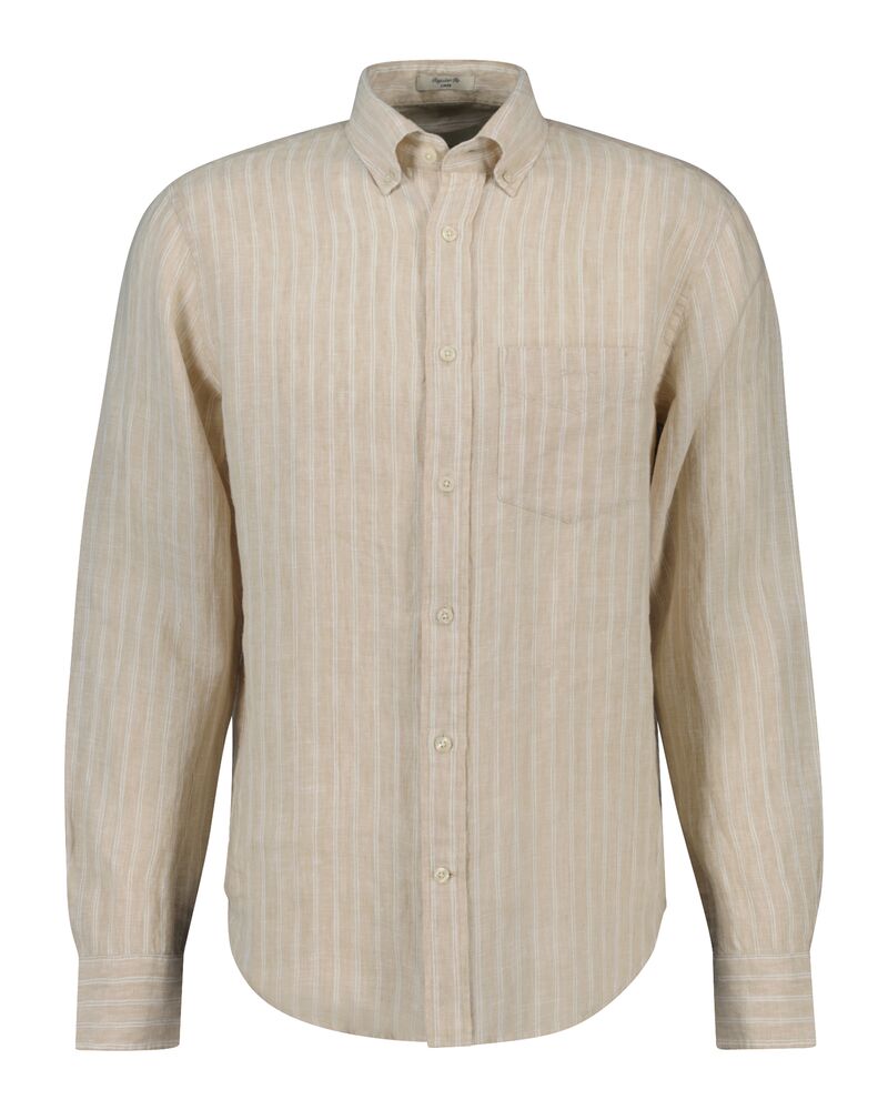 REG LINEN STRIPE SHIRT Brown / S