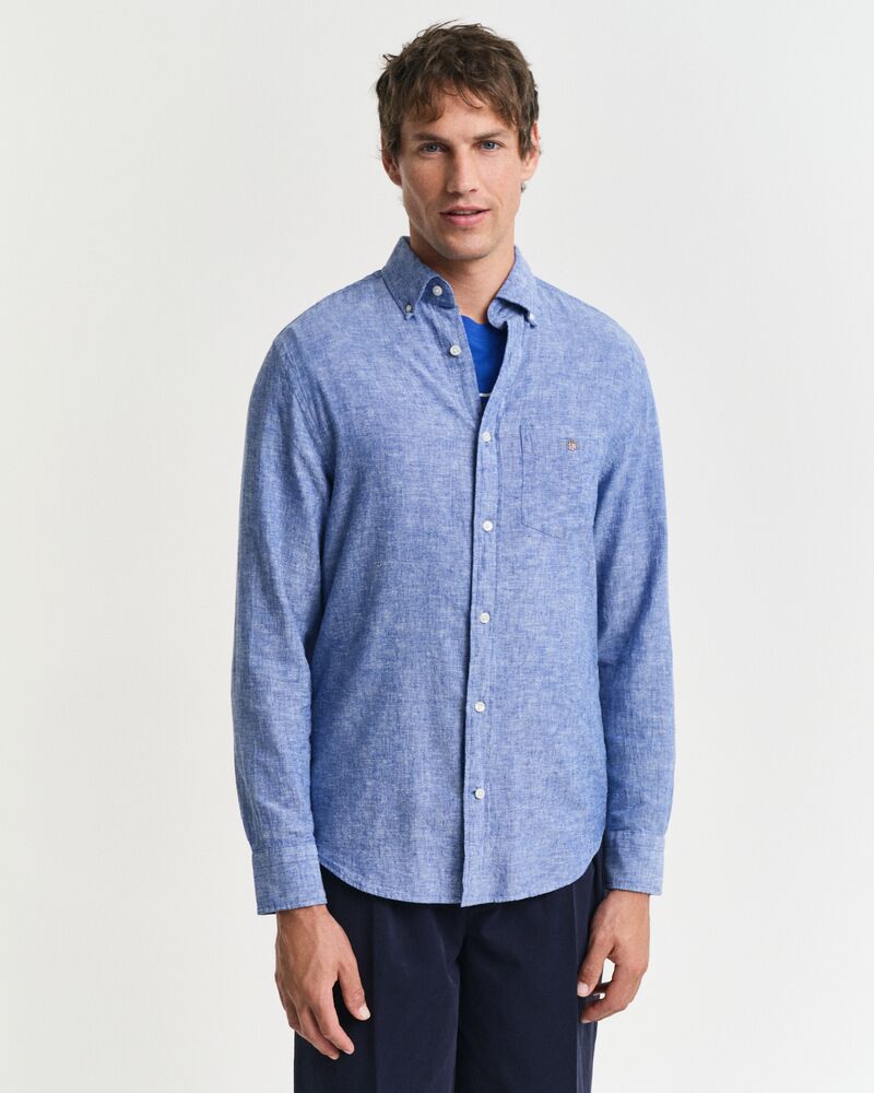 REG COTTON LINEN SHIRT Blue / S