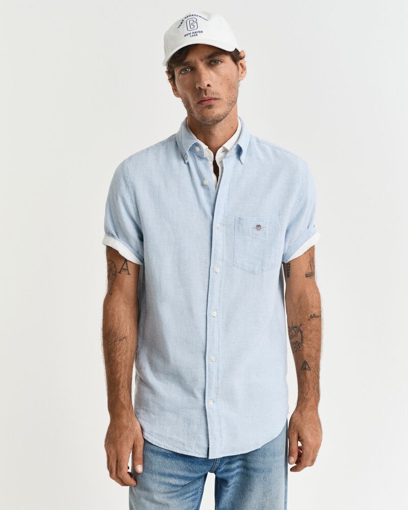 REG COTTON LINEN SHIRT Blue / S