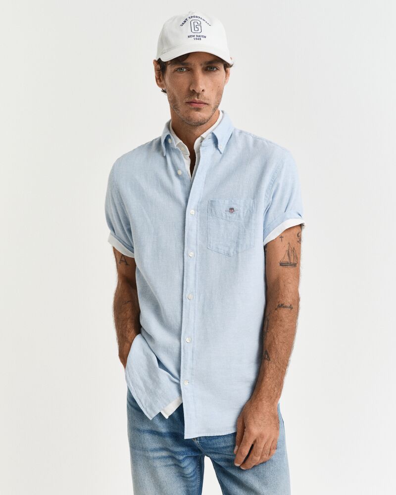 REG COTTON LINEN SHIRT Blue / S