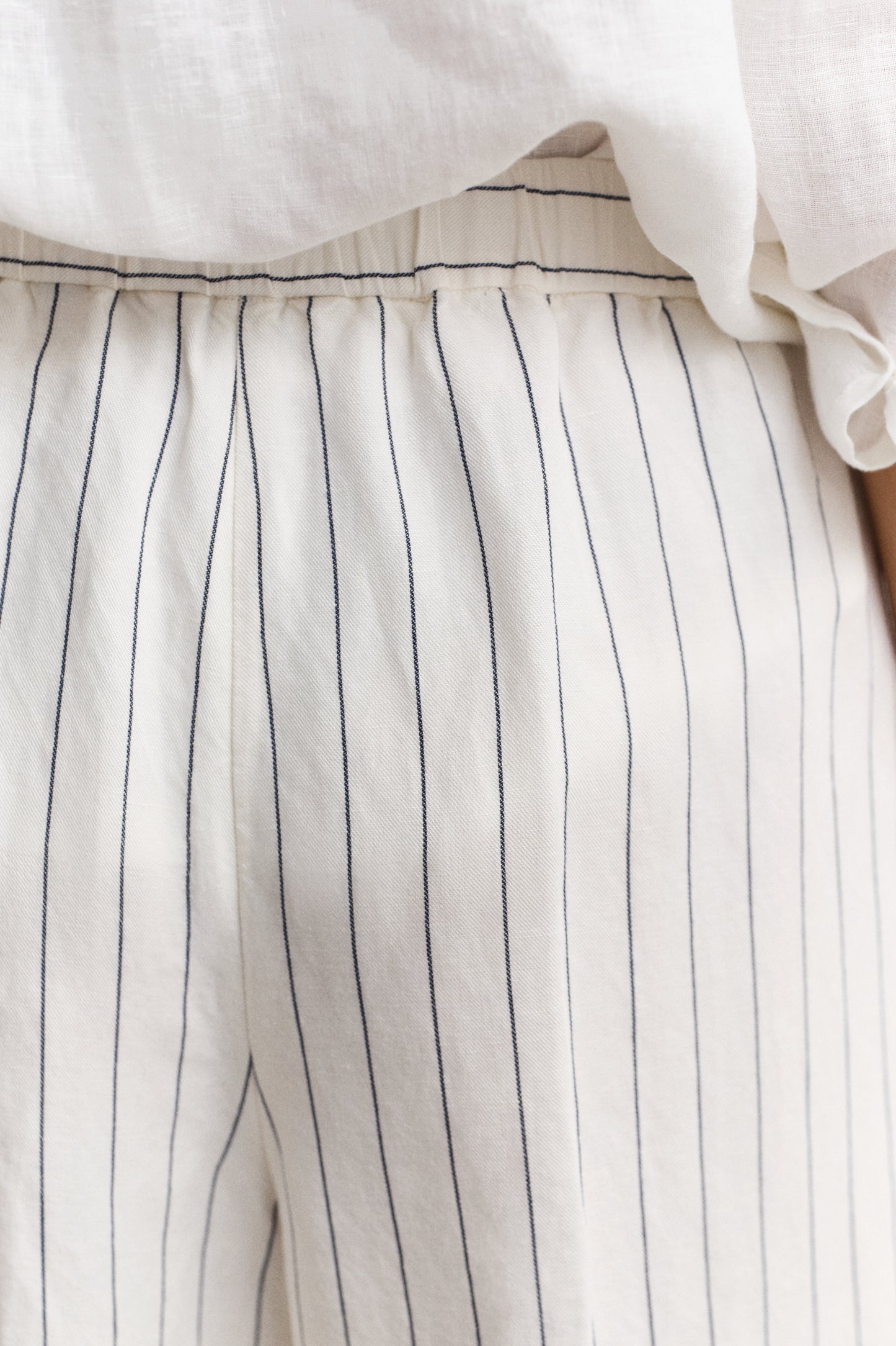 Striped Linen Blend Pull On Pants