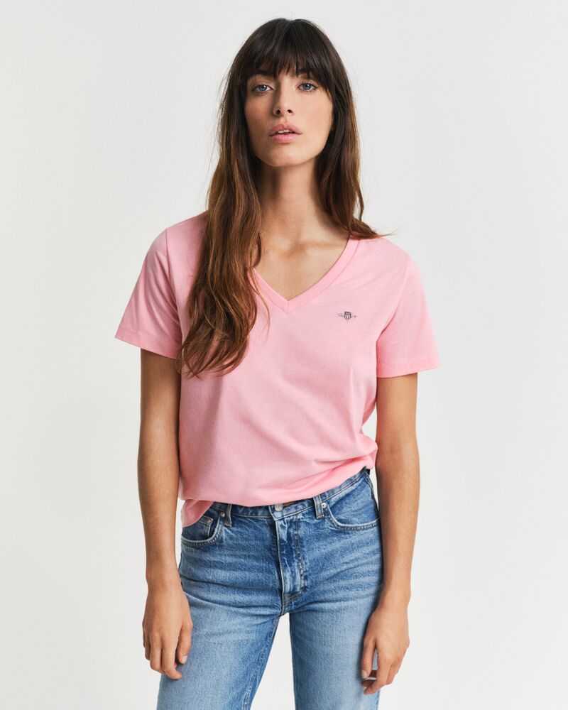 REG SHIELD SS V-NECK T-SHIRT Pink / S