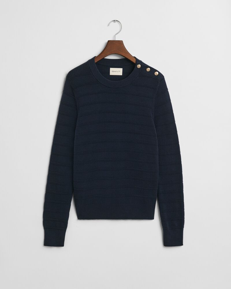 TEXTURED COTTON C-NECK Blue / S