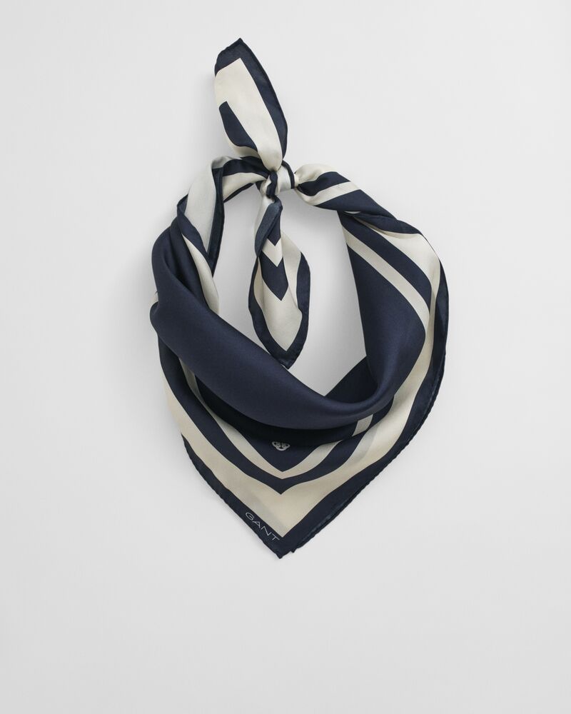 STRIPED SILK SCARF 65x65 Blue / OS