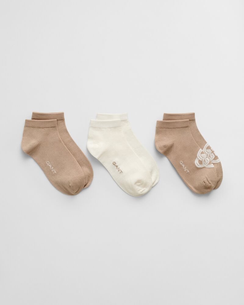 MONOGRAM ANKLE SOCKS 3-PACK Brown / 36-38