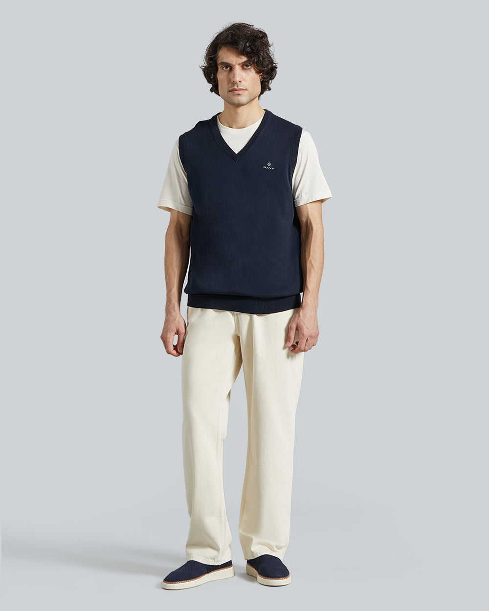 Gant Classic Cotton Slipover – Timeless Layering Piece Evening Blue / L