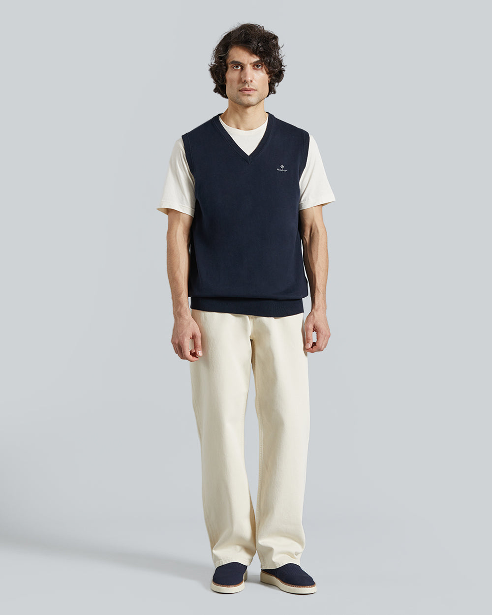 Gant Classic Cotton Slipover – Timeless Layering Piece Evening Blue / L