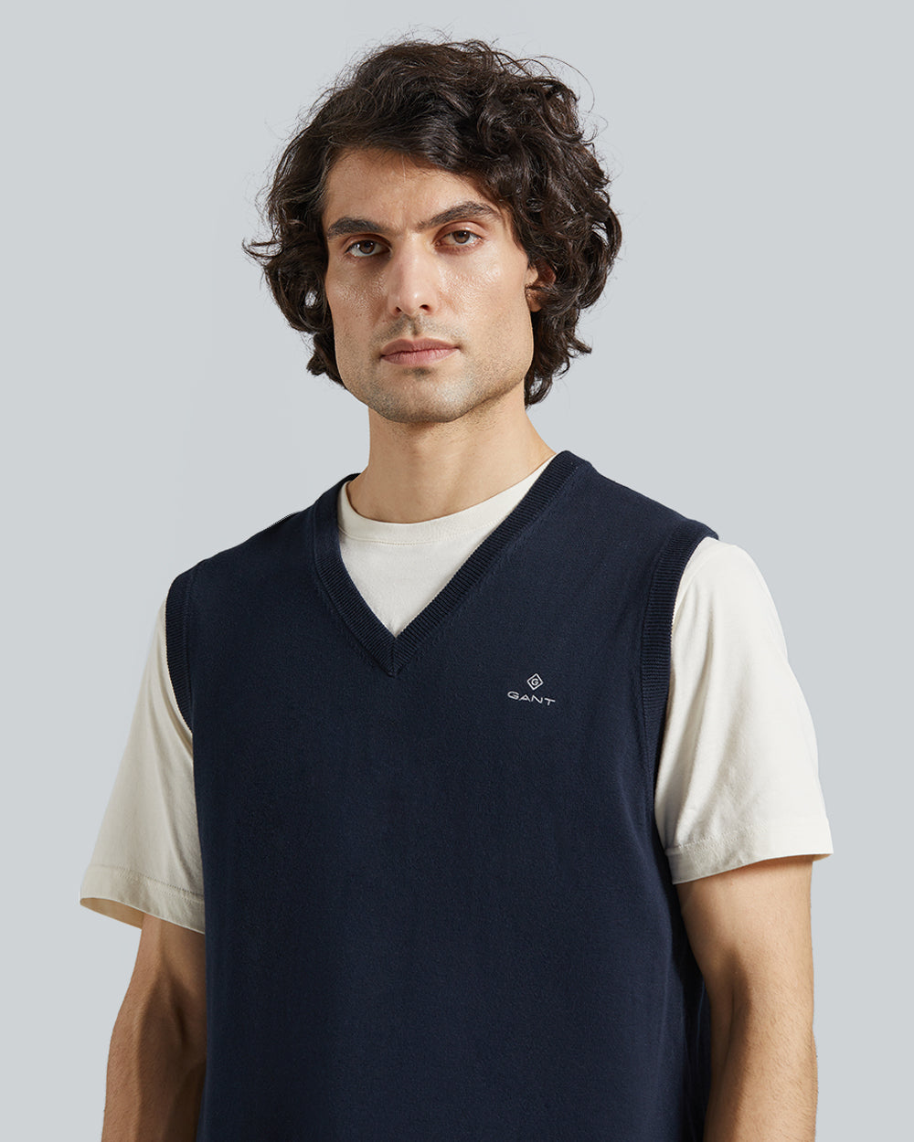 Gant Classic Cotton Slipover – Timeless Layering Piece Evening Blue / L