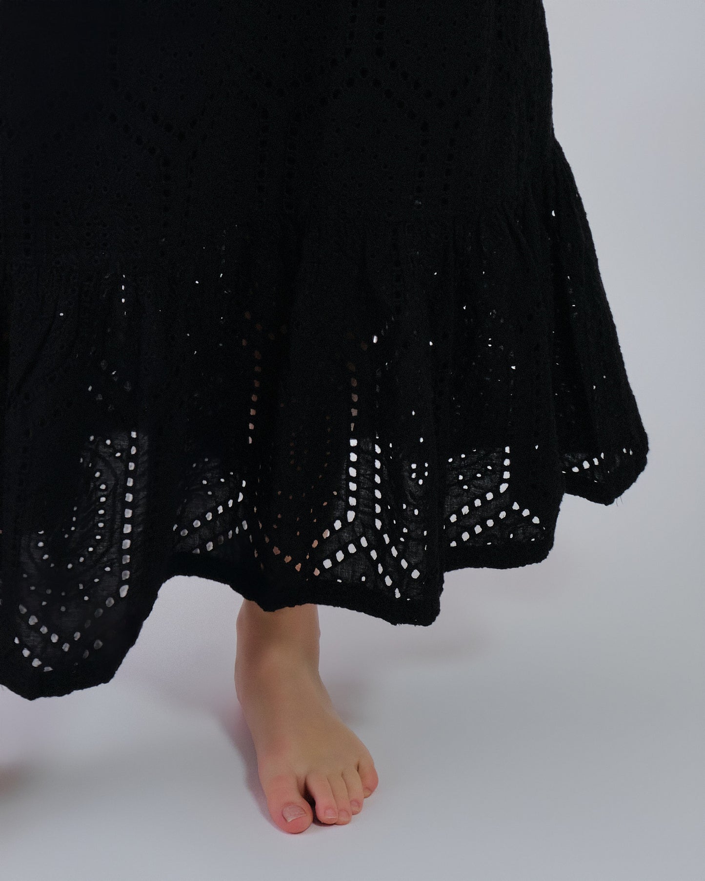 Embroidery Anglaise Maxi Skirt Black / 36