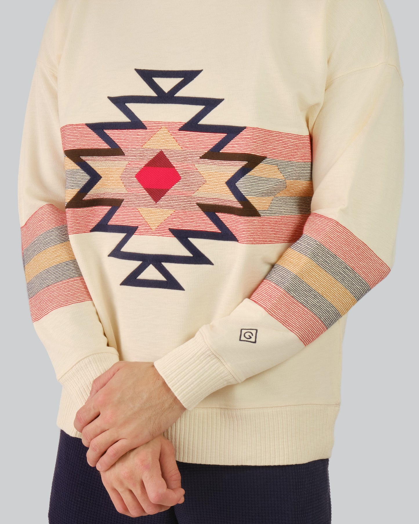 Geometric Relaxed C-Neck Sweat Cream / M