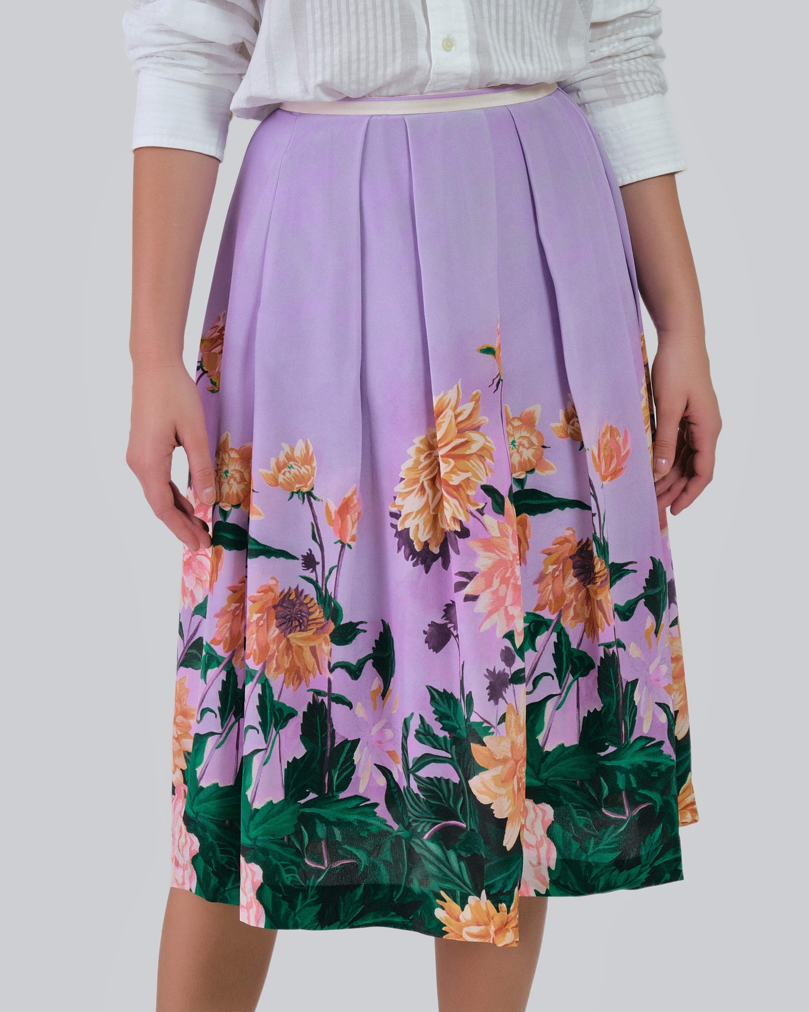 Dahlia Pleated Silk Skirt Multicolor / 34