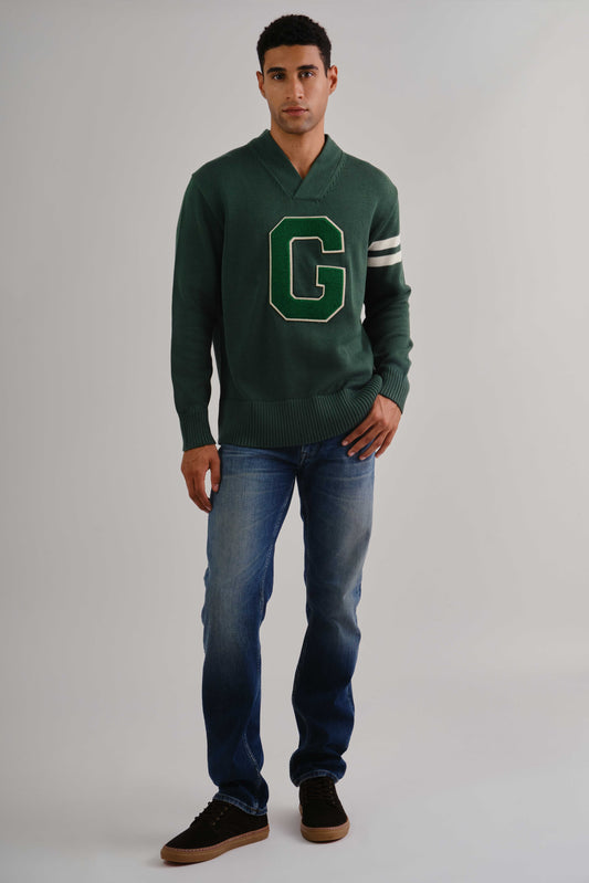 Collegiate V-Neck Forest Green / M