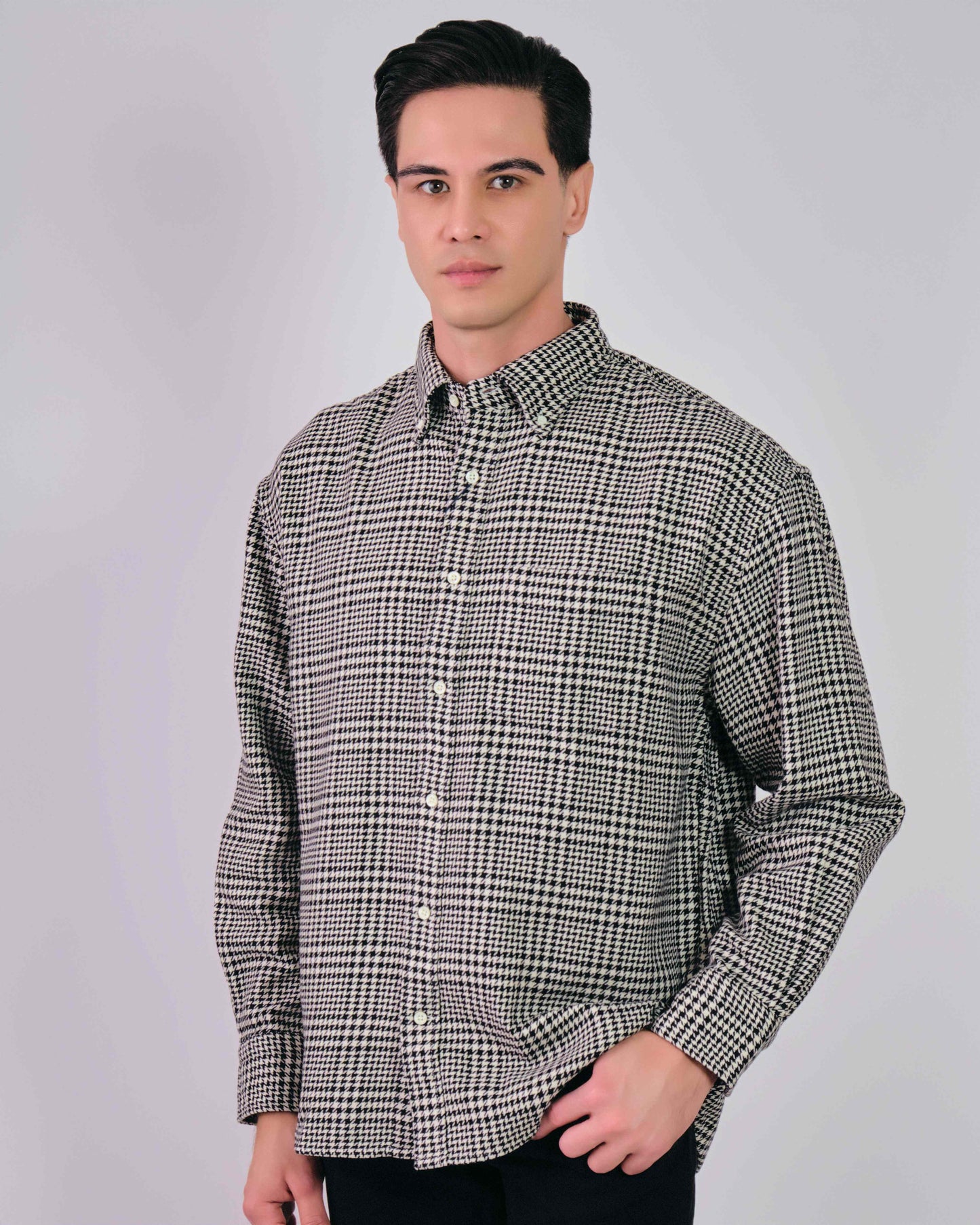 Os Cotton Houndstooth Shirt Black / M