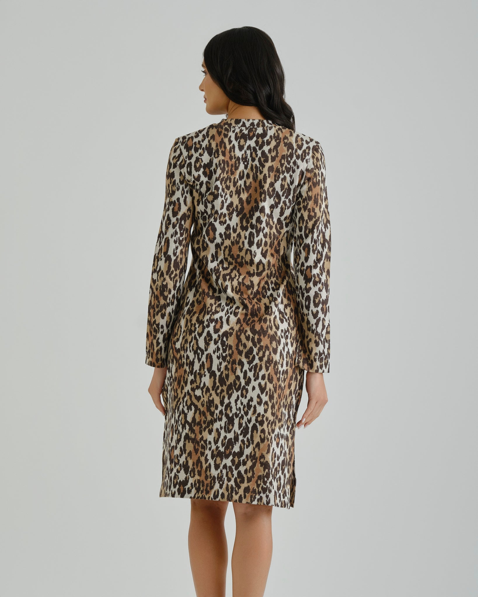 Leopard Jacquard Jersey Dress Rich Brown / M