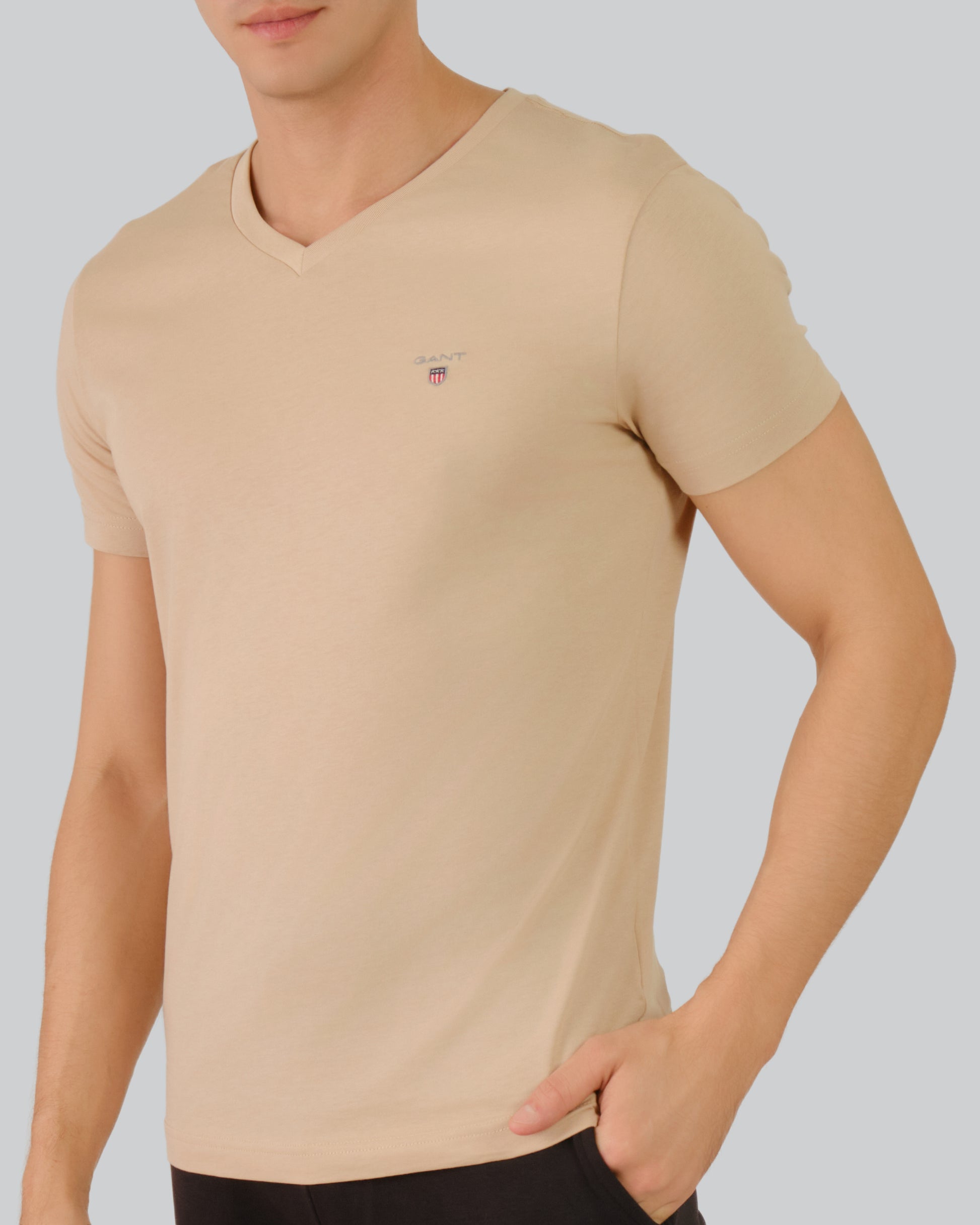 Original Slim V-Neck T-Shirt Dry Sand / M