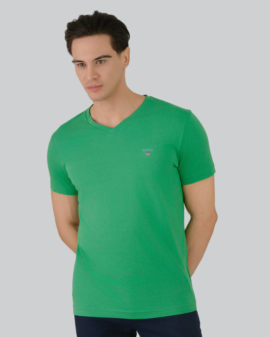 Original Slim V-Neck T-Shirt Mid Green / L