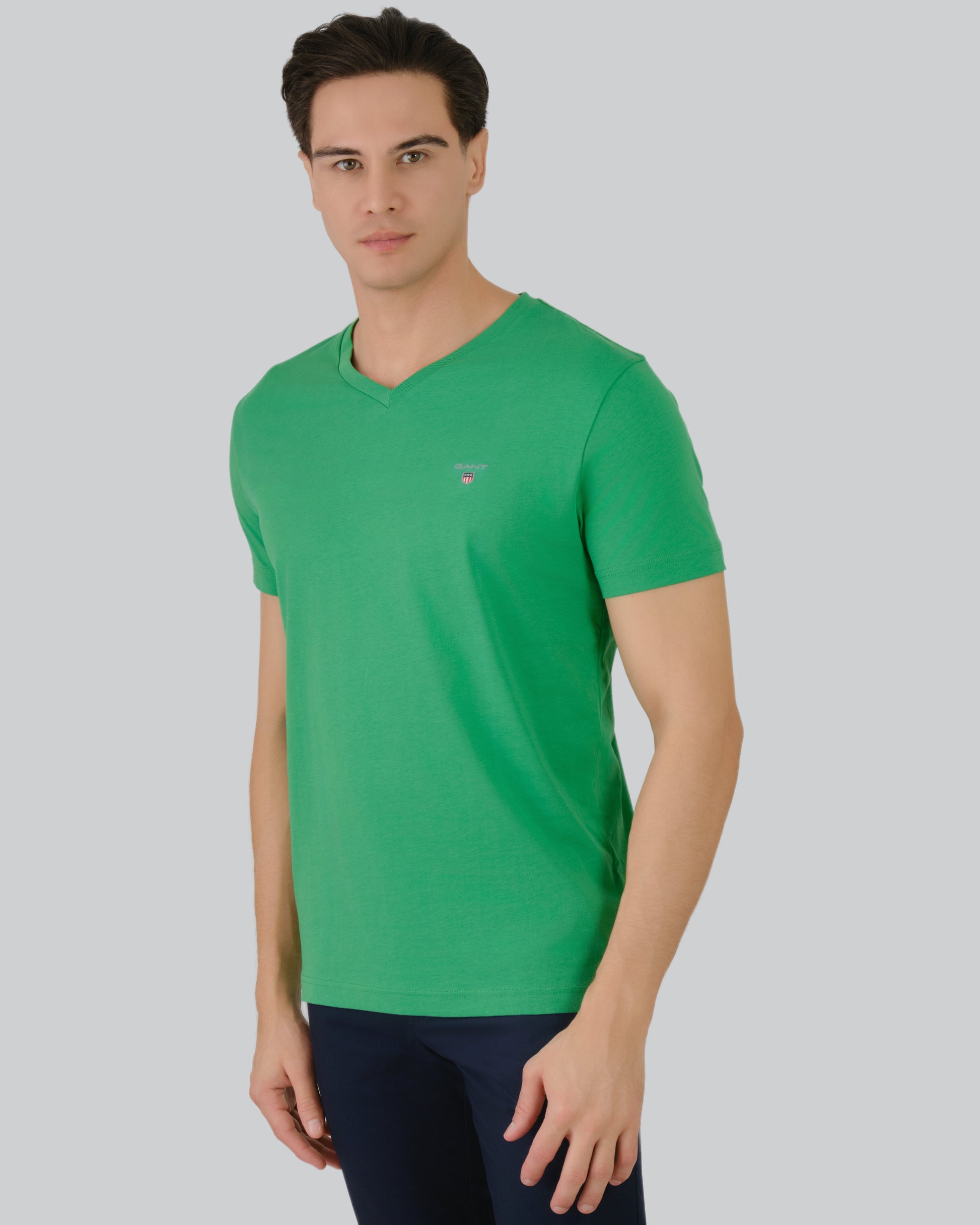 Original Slim V-Neck T-Shirt Mid Green / L