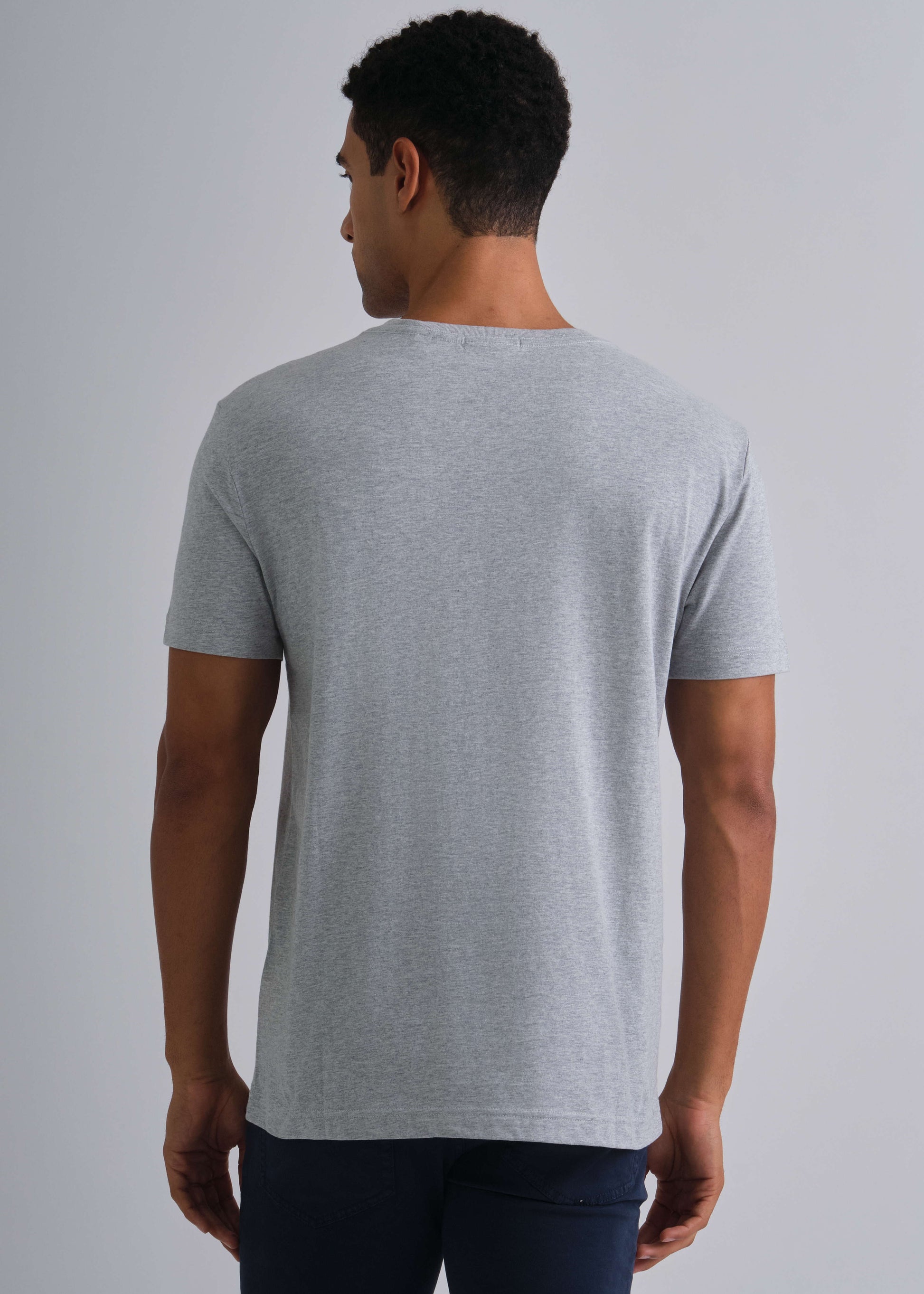 Slim Fit Shield V-Neck T-Shirt Grey Melange / M