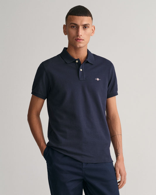 Slim Fit Shield Piqué Polo Shirt Evening Blue / XXXL